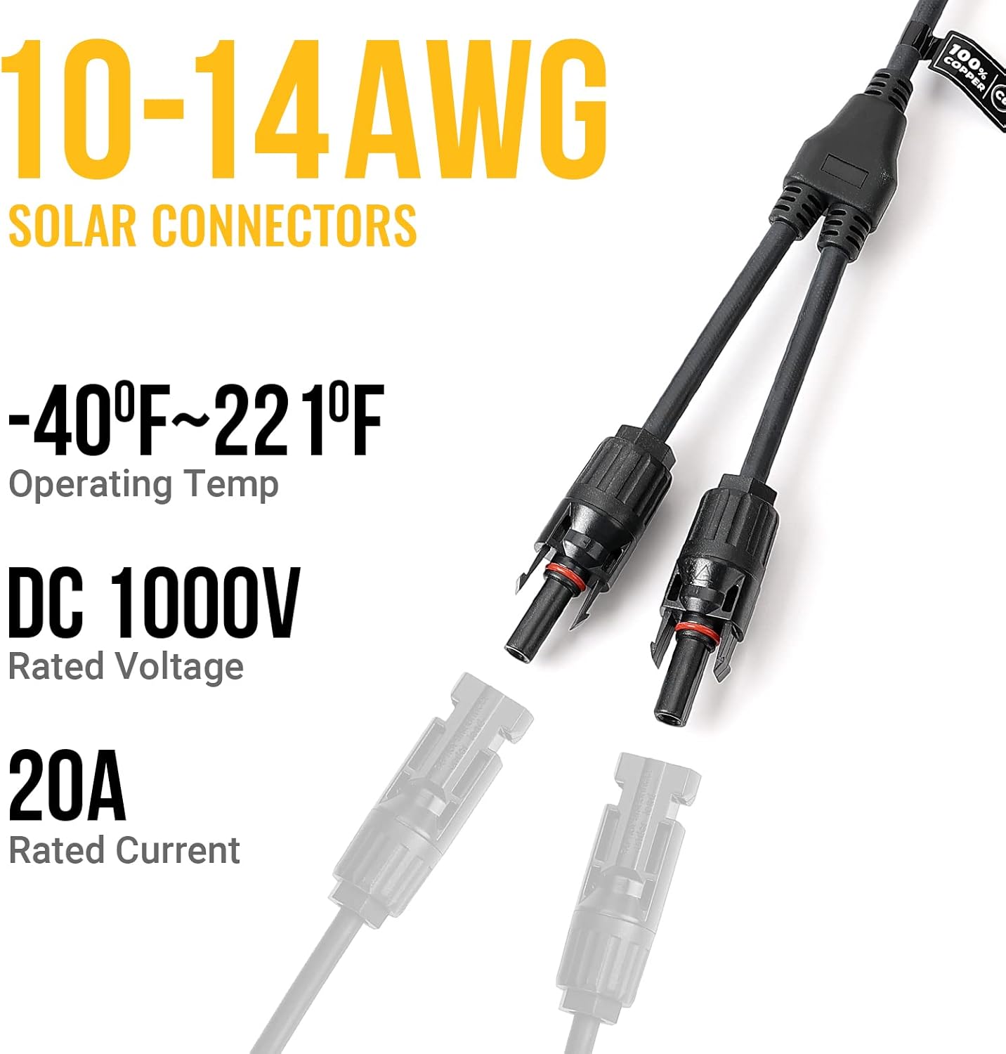 Conectores Solares en Y Paralelo – Kit Adaptador 1M/2F y 1F/2M