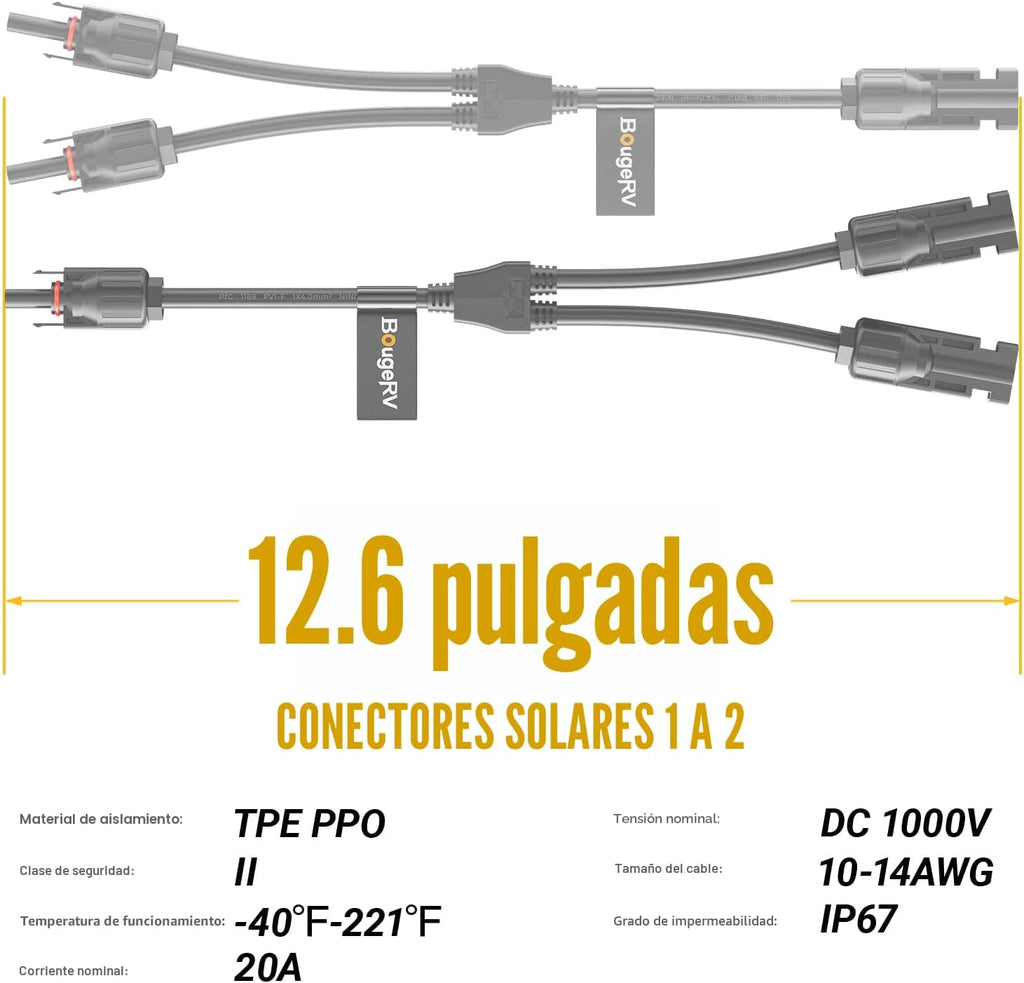 Conectores Solares en Y Paralelo – Kit Adaptador 1M/2F y 1F/2M