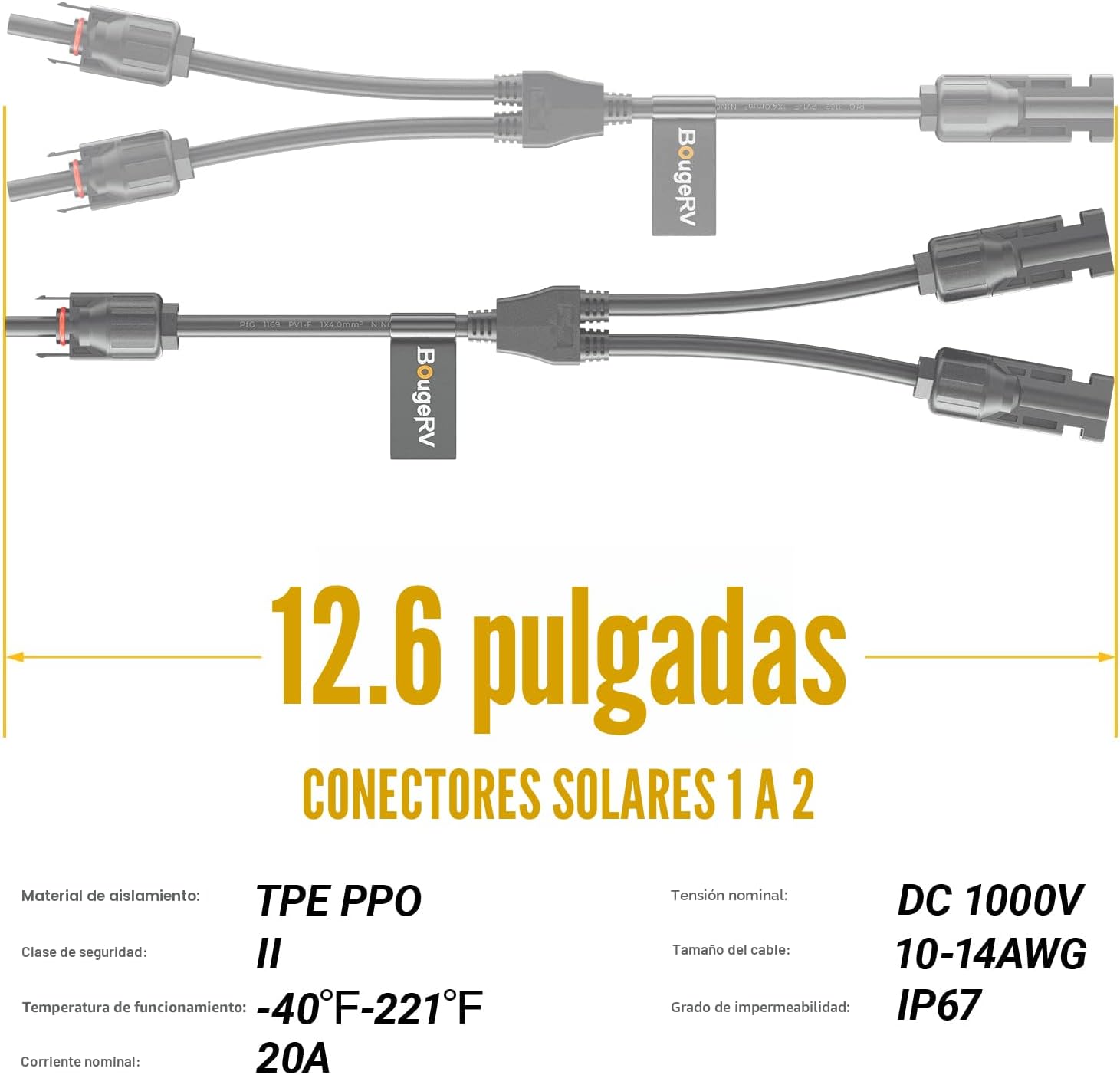 Conectores Solares en Y Paralelo – Kit Adaptador 1M/2F y 1F/2M