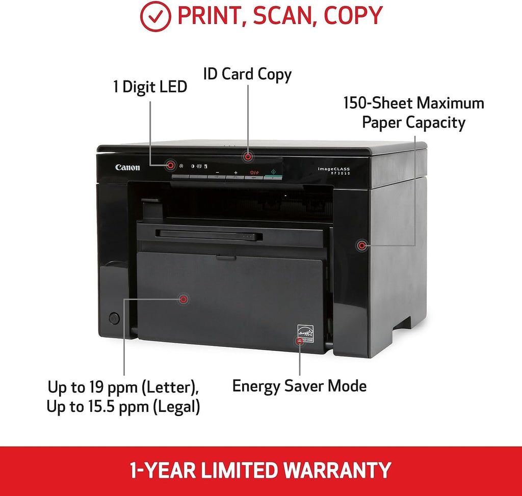 Canon imageCLASS MF3010 VP | Impresora Láser Multifunción Monocromática 19 PPM