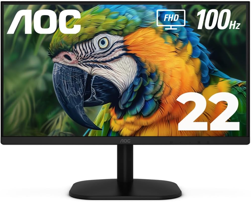 AOC 22B2HM2 - Monitor LED Full HD de 22 pulgadas (1920 x 1080) 100 Hz, sincronización adaptativa, VGA x 1, HDMI x 1, sin parpadeo, modo LowBlue, apto HDR, VESA, inclinación, salida AUX, ecológico
