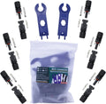 Conectores de Panel Solar MC-4, Impermeables IP67 para Panel Solar, Ensamblaje de Cables e Instalación, 6 Pares (12 Piezas) Conectores Solares Macho/Hembra MC4 con 1 Par de Llaves