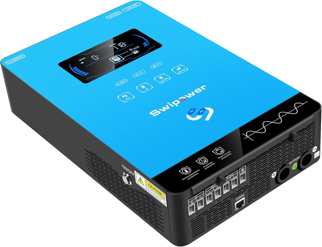 Inversor Híbrido Onda Sinusoidal Pura 4000W | MPPT 140A | 24V a 110V | Sin Batería | Litio y AGM