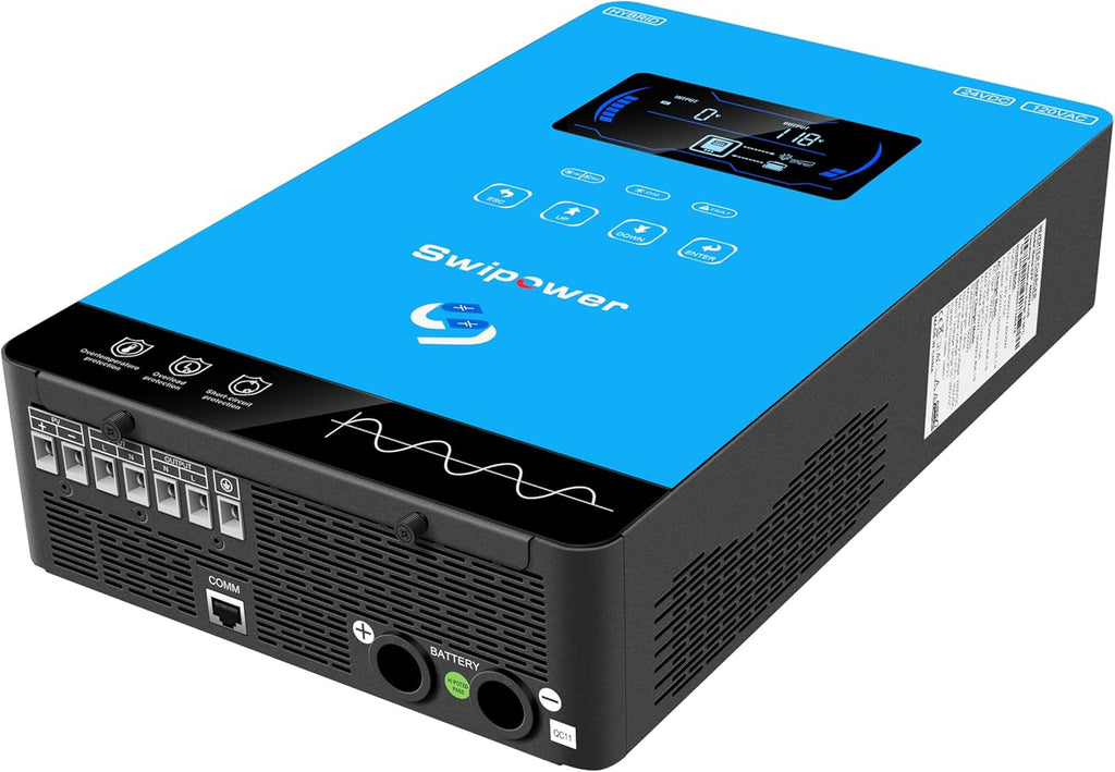 Inversor Híbrido Onda Sinusoidal Pura 4000W | MPPT 140A | 24V a 110V | Sin Batería | Litio y AGM