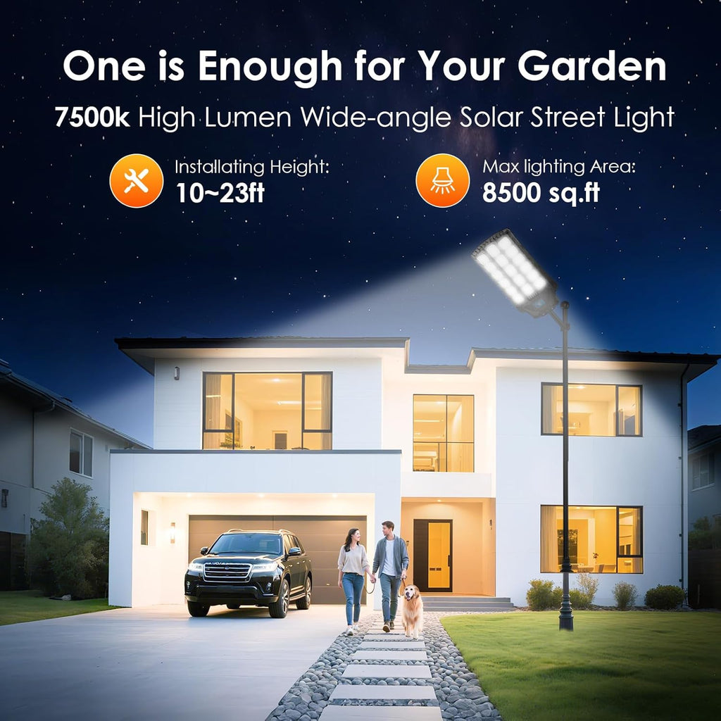 Luces solares de calle de 14000 W para exteriores, impermeables, luz de inundación LED con energía solar en el exterior, luz de estacionamiento de seguridad gran angular del atardecer