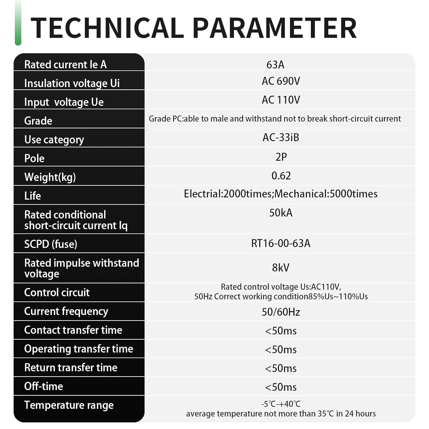 Interruptor de Transferencia Automática ATS 63A 2P – Solar & Generador, Riel DIN