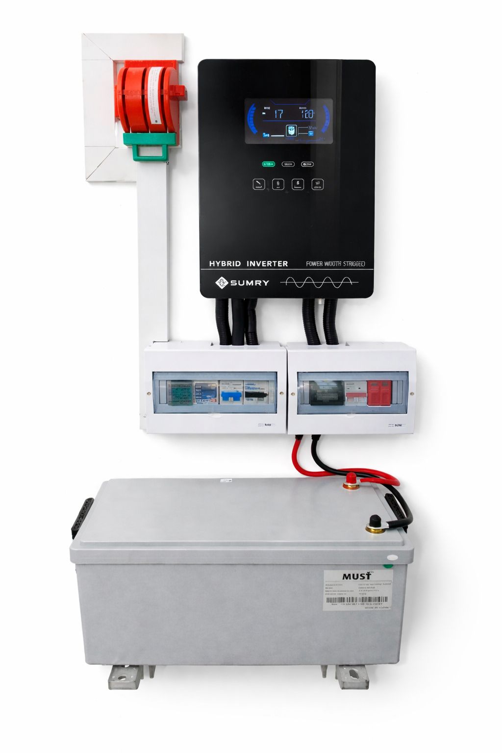 Sistema Solar Híbrido 3600W 2 Baterías 5000Wh + 4 Paneles 590W