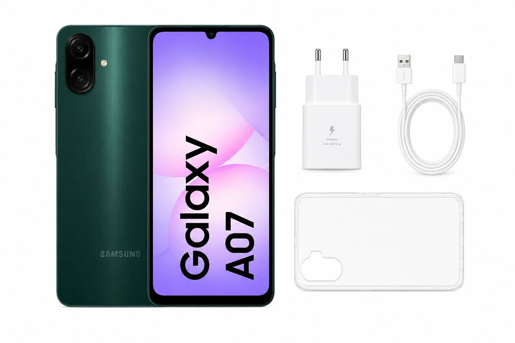 Samsung Galaxy A07 | 4GB RAM / 128GB | Kit Completo con Cover, Mika, Cable y Cargador