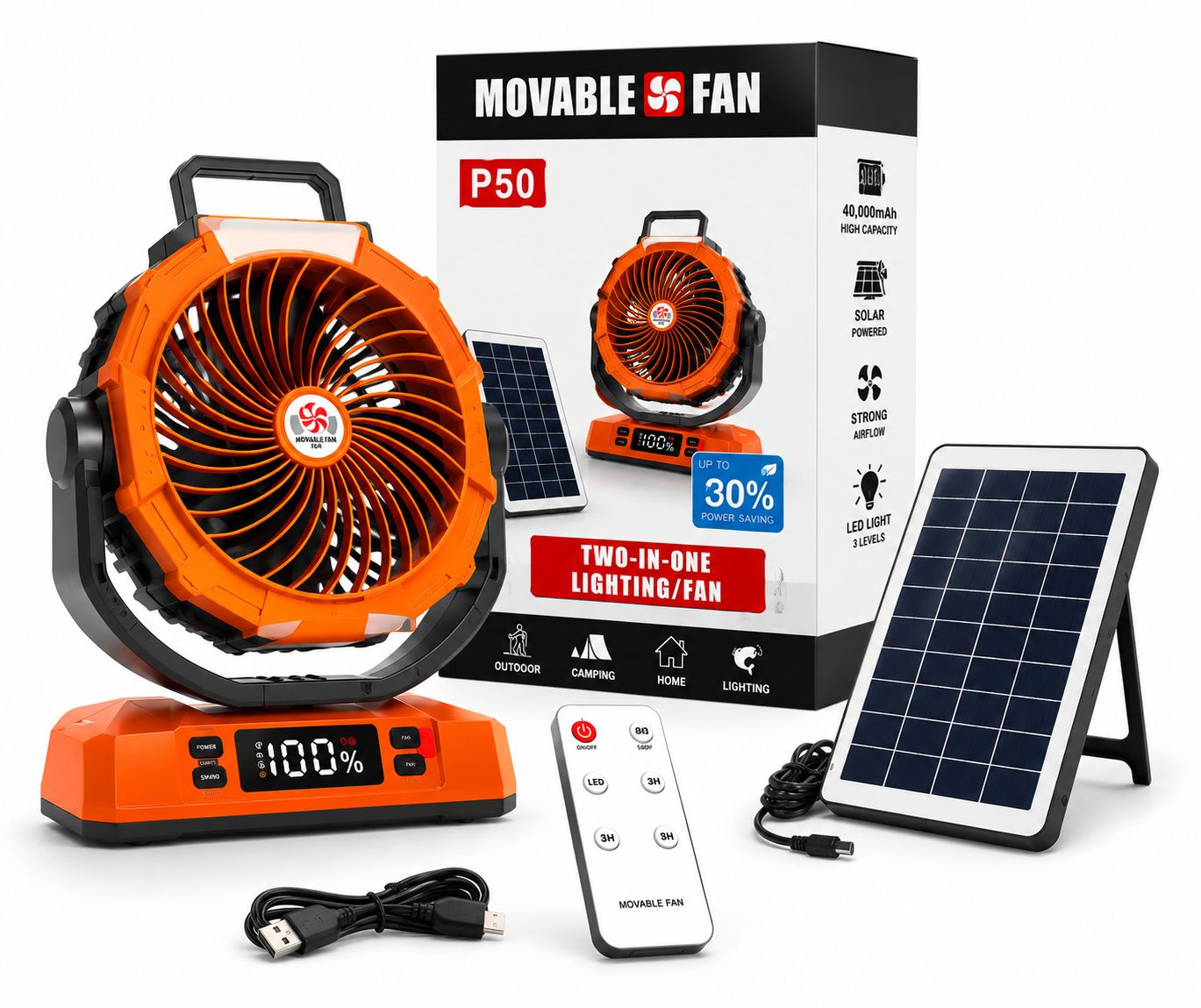 Ventilador 40,000 mAh P50 + Panel Solar
