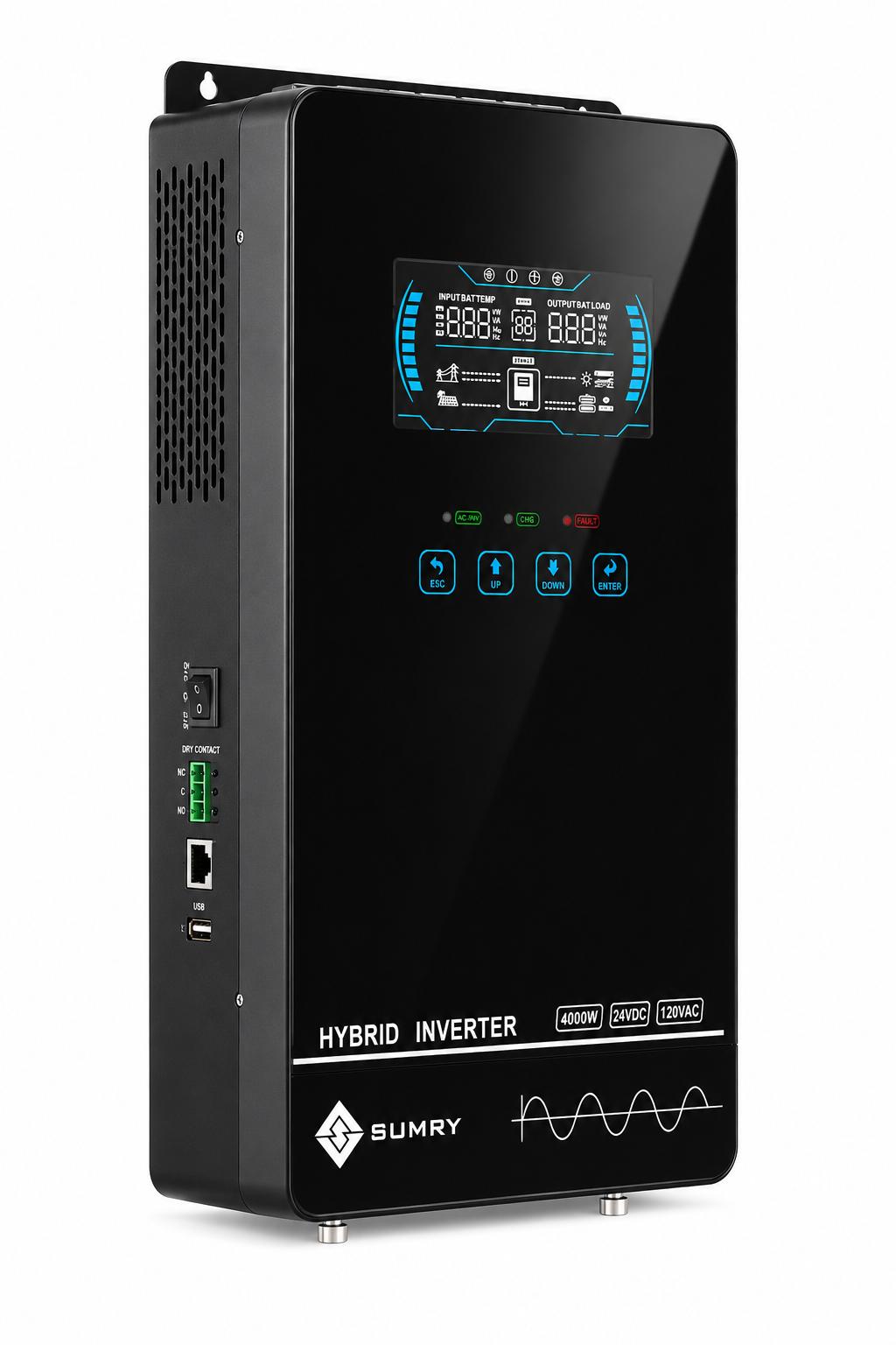 Inversor Solar Híbrido 4000W | MPPT 140A | 24V a 120V | Onda Sinusoidal Pura | Pantalla LCD | SUMRY