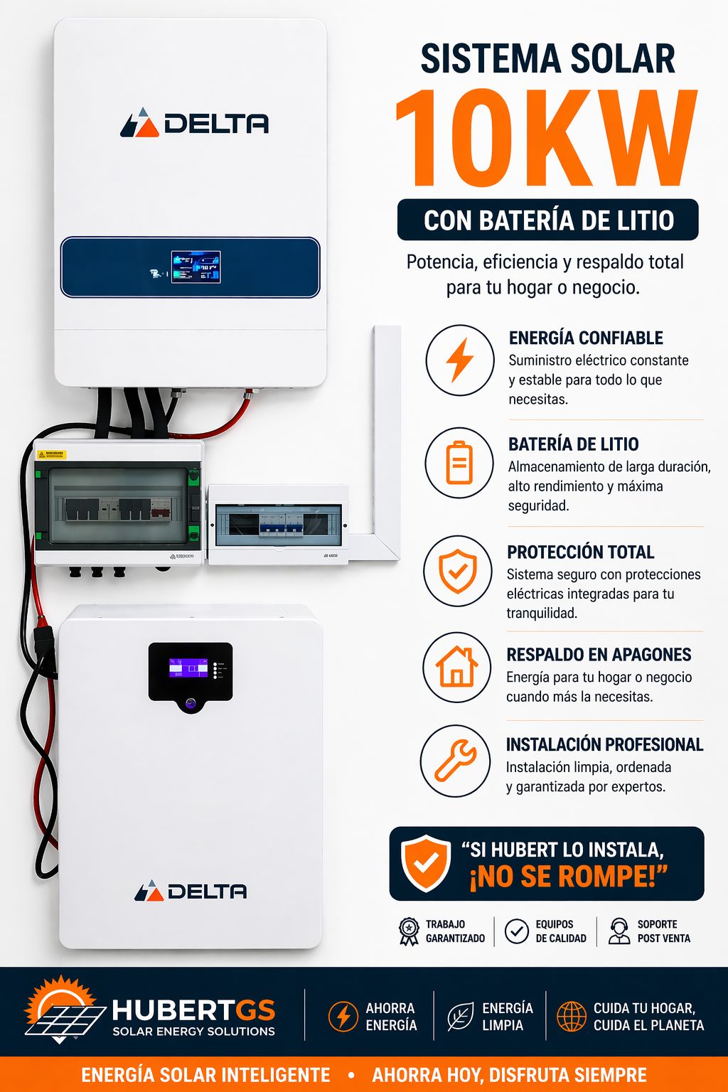 Sistema solar con Inversor 10000W almacenamiento de 10000KWh alimentado con 10 paneles 590W