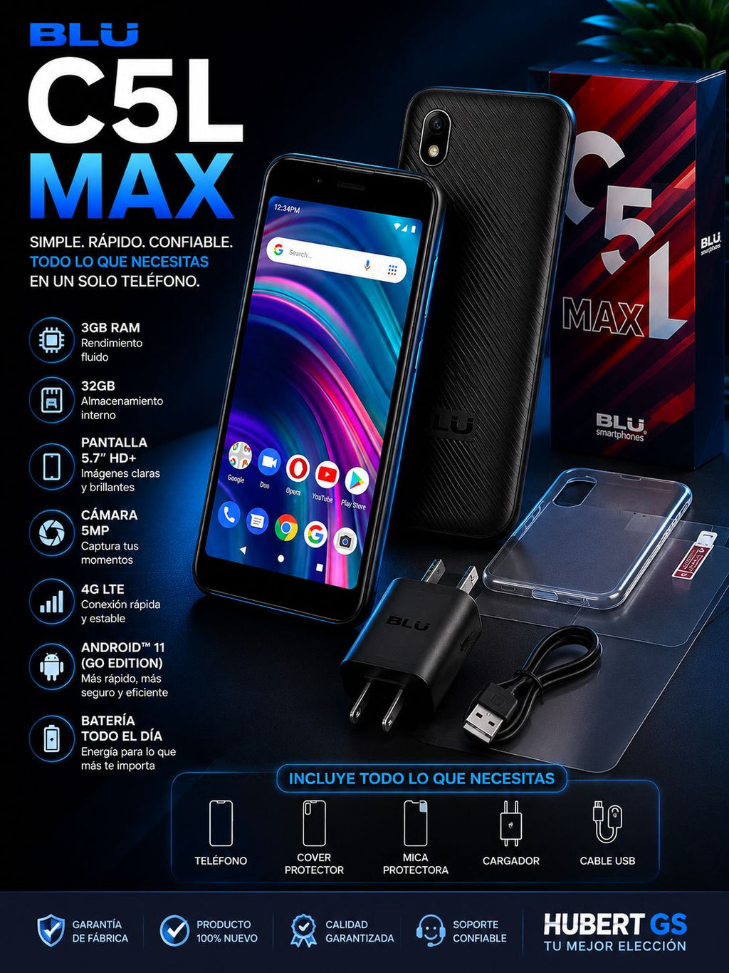 BLU C5L MAX | Smartphone 3GB RAM / 32GB | Desbloqueado