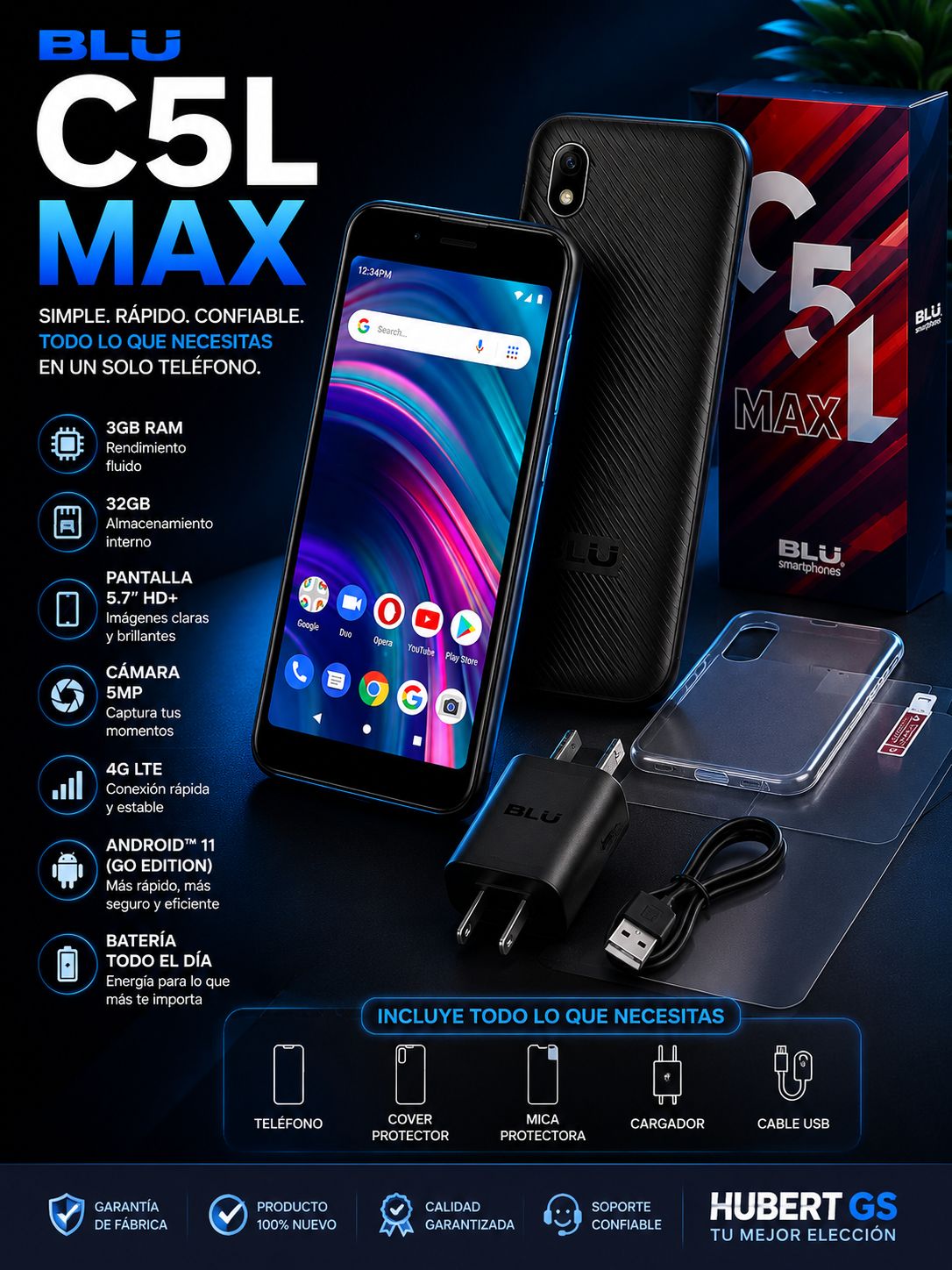 BLU C5L MAX | Smartphone 3GB RAM / 32GB | Desbloqueado
