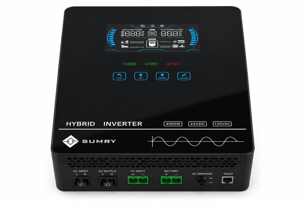 Inversor Solar Híbrido 4000W | MPPT 140A | 24V a 120V | Onda Sinusoidal Pura | Pantalla LCD | SUMRY