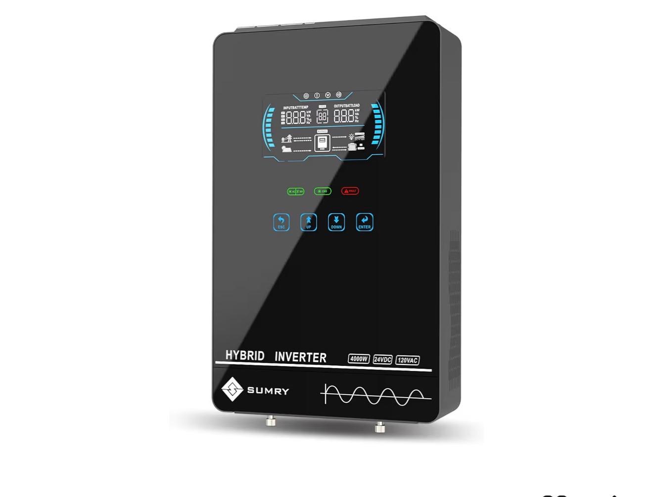 Inversor Solar Híbrido 4000W | MPPT 140A | 24V a 120V | Onda Sinusoidal Pura | Pantalla LCD | SUMRY