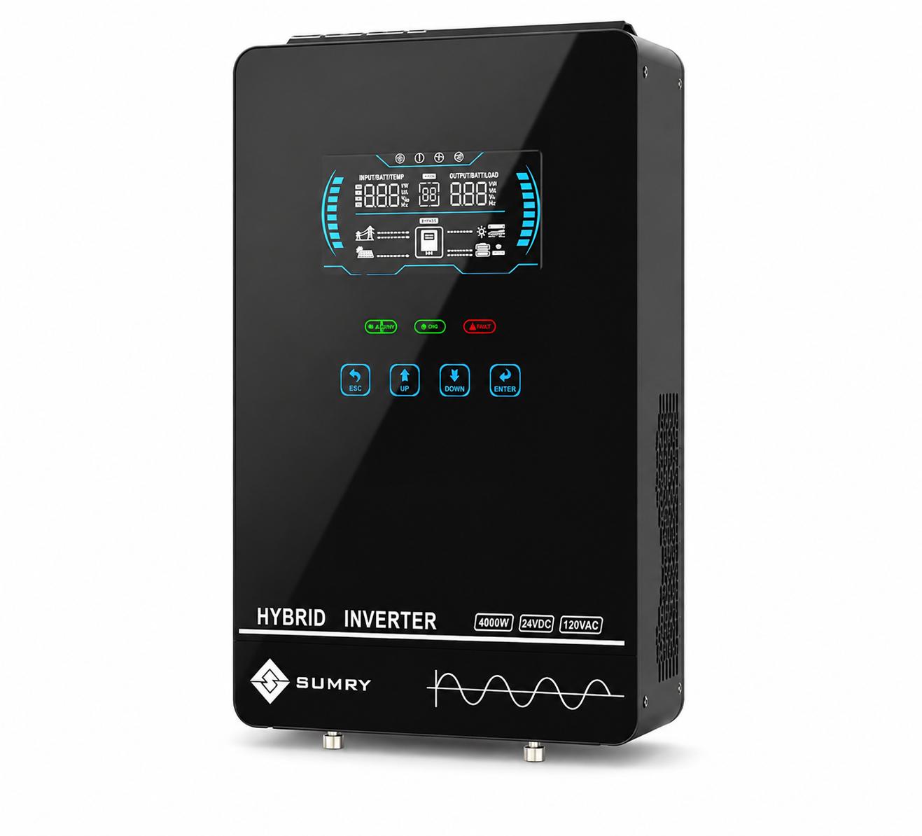 Inversor Solar Híbrido 4000W | MPPT 140A | 24V a 120V | Onda Sinusoidal Pura | Pantalla LCD | SUMRY
